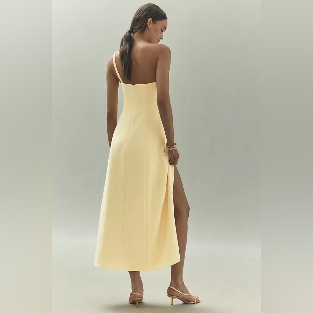 The Wolf Gang Flores One-Shoulder Rose Midi Dress - Picture 2 of 6